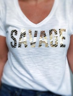 Remera Savage dorado metal