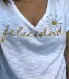 Remera Felicidad Glitter dorado