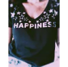 Remera Happiness foil plateado