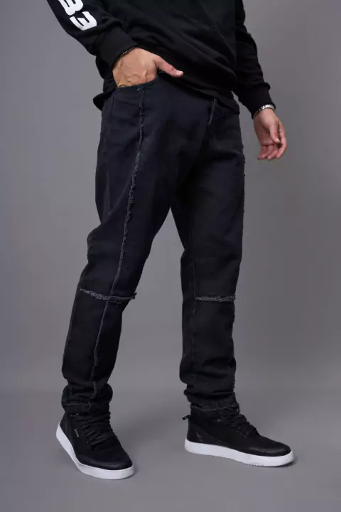 JEANS MOM BLACK CROSS