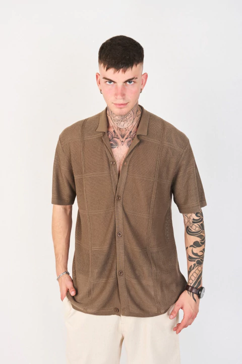 CAMISA DAXON TEJIDA VISON