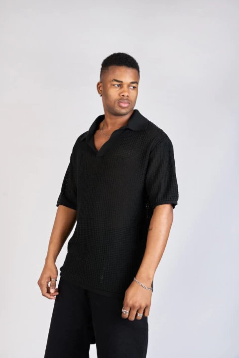 CHOMBA ZYRA TEJIDA NEGRO