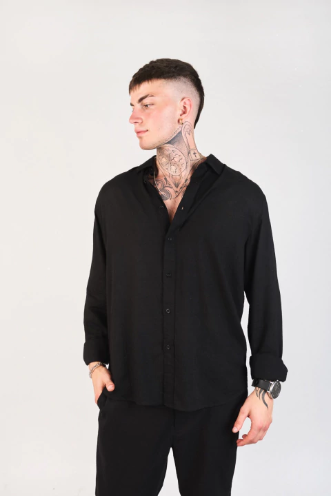 CAMISA KALA LINO NEGRO