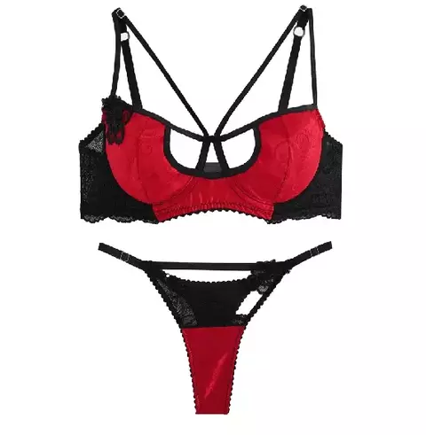 CONJUNTO CON ARO Y TIRAS ROJO Y NEGRO - comprar online