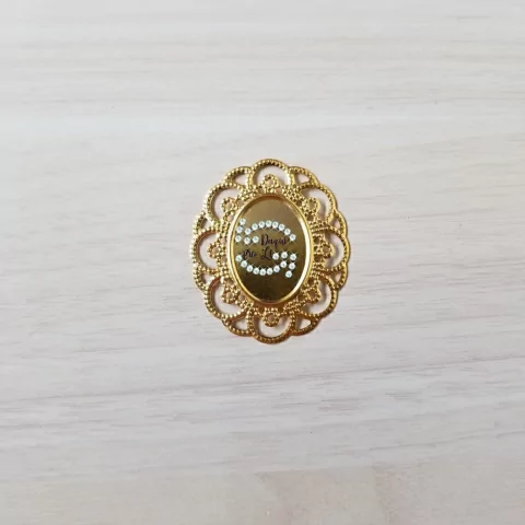 Tag Metal Oval Metal L= 3,6cmx 4,3cm Dourada (10 Pçs)