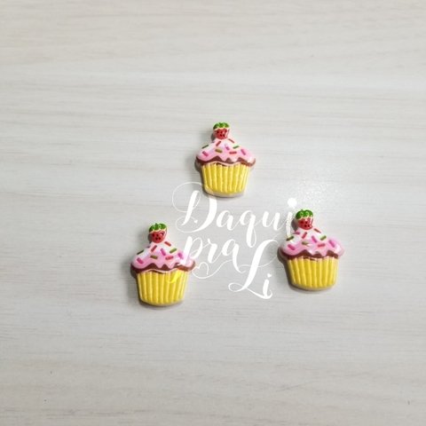 Aplique Cupcake Resina ( 3 Pçs)