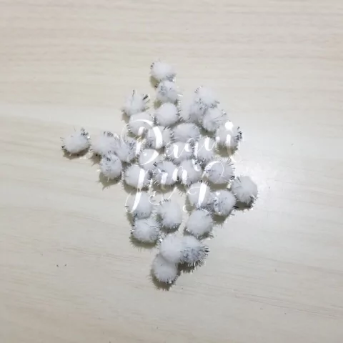 Pompom Bolinha Brilho Branco 10mm (10 Unid)