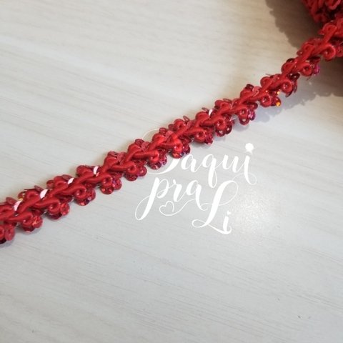 Passamanaria Vermelha Paetê ( 1 Metro)