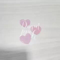 Aplique Acrílico Coração Rosa ( 4 Pçs)