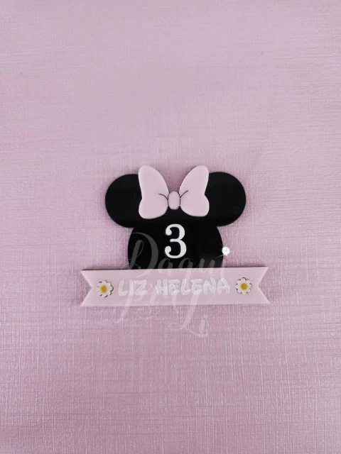 Cabela Minnie com idade + faixa com Nome (1 unid) - comprar online