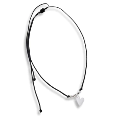 Imagen de ABRAZADOR NEGRO CORAZON ROSA PLATA 925