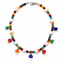 COLLAR AGATAS Y PERLAS