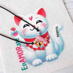 ABRAZADOR NEGRO CORNICELLO ROSA PLATA 925 - GUAYOYITA AMULETOS