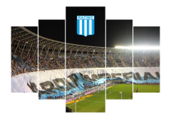 Cuadro Políptico Racing Club Celeste y Negro 110 x 80 cm - comprar online