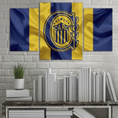 Cuadro Tríptico Moderno Fútbol Rosario Central 70x40 cm
