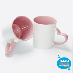 Caneca Cerâmica 325ml - Alça coração - Int/Alça Rosa na internet