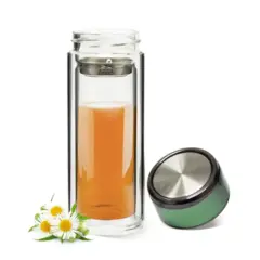 GARRAFA VIDRO C INFUSOR E TAMPA VERDE PEROLIZADA 300ML