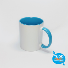 Caneca Cerâmica Alça e Interior Azul Claro - LIVE
