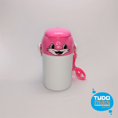 Garrafa Plástico 400ml Rosa c/ tampa Rostinho