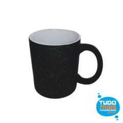 Caneca Magica Preta Fosca com Glitter 325 ml