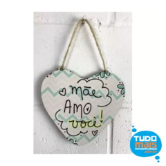 Placa MDF Coração com Sisal