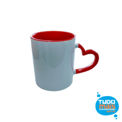 Caneca Cerâmica 325ml - Alça coração - Int/Alça Vermelha