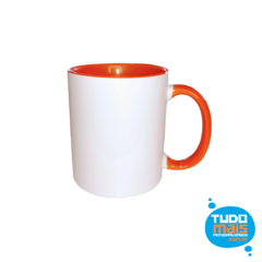 Caneca Cerâmica Alça e Interior Laranja - LIVE