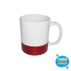 Caneca Cerâmica 325ml - Glitter na Base - Vermelha