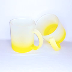 Caneca Vidro Fosco Degrade Amarela 325 ml - Tudo Mais Personalizados.