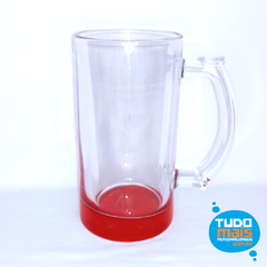 Caneca Chopp Vidro Cristal 475ml - Base Vermelha
