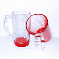 Caneca Chopp Vidro Cristal 475ml - Base Vermelha - Tudo Mais Personalizados.