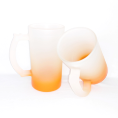 Caneca Chopp Vidro Fosco 475ml - Degrade Laranja - Tudo Mais Personalizados.