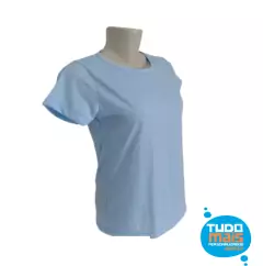 Camiseta Baby Look P Poliéster Azul Claro na internet