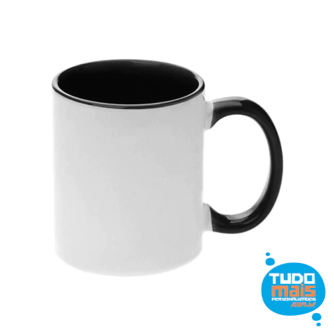 Caneca Cerâmica Alça e Interior Preta - LIVE