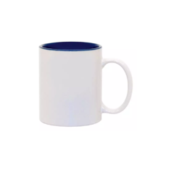 Caneca Cerâmica 325ml Branca Int. Azul Escuro - comprar online