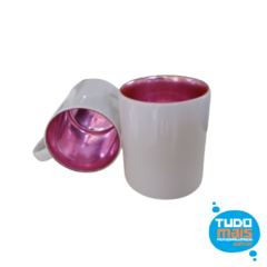 Caneca Cerâmica Branca Interna Cromada Rosa na internet