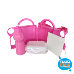 Lancheira c/ pote - Plástico Rosa - comprar online