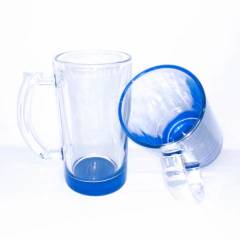 Caneca Chopp Vidro Cristal 475ml - Base Azul Escuro