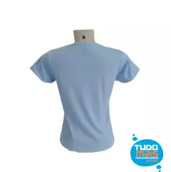 Camiseta Baby Look P Poliéster Azul Claro - comprar online