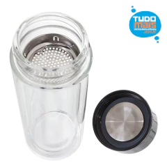 GARRAFA VIDRO C INFUSOR E TAMPA VERDE PEROLIZADA 300ML na internet