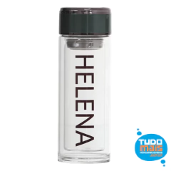 GARRAFA VIDRO C INFUSOR E TAMPA VERDE PEROLIZADA 300ML - Tudo Mais Personalizados.