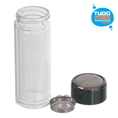 GARRAFA VIDRO C INFUSOR E TAMPA VERDE PEROLIZADA 300ML - loja online