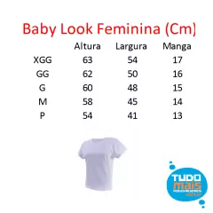 Camiseta Baby Look P Poliéster Azul Claro - Tudo Mais Personalizados.