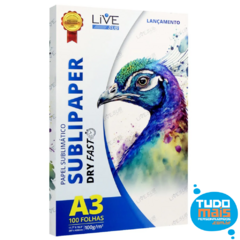 Papel Sublimático Sublipaper - Dry Fast - A3 - Pack 100 Folhas