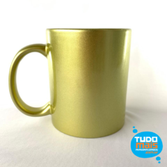 Caneca Cerâmica 325 ML Perolada Dourada