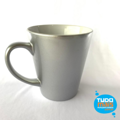 Caneca Cerâmica 325ml - Cônica Leite - Prata