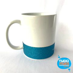 Caneca Cerâmica 325ml - Glitter na Base - Azul