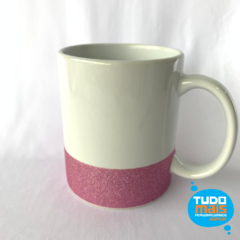 Caneca Cerâmica 325ml - Glitter na Base - Rosa