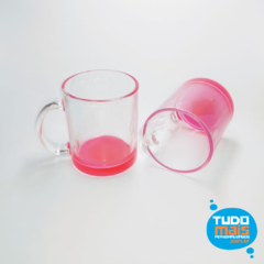Caneca de Vidro Incolor - com Rosa 300ml
