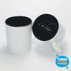 Caneca Cerâmica 325ml Branca Int. Preto - comprar online